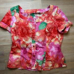 Women’s Floral Button-Front Top